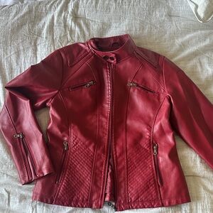 Women's Red Leather Jacket